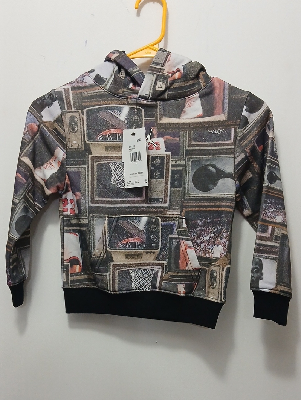 Jordan Kids Basketball Graphic Hoodie Jacket - Black & Gray